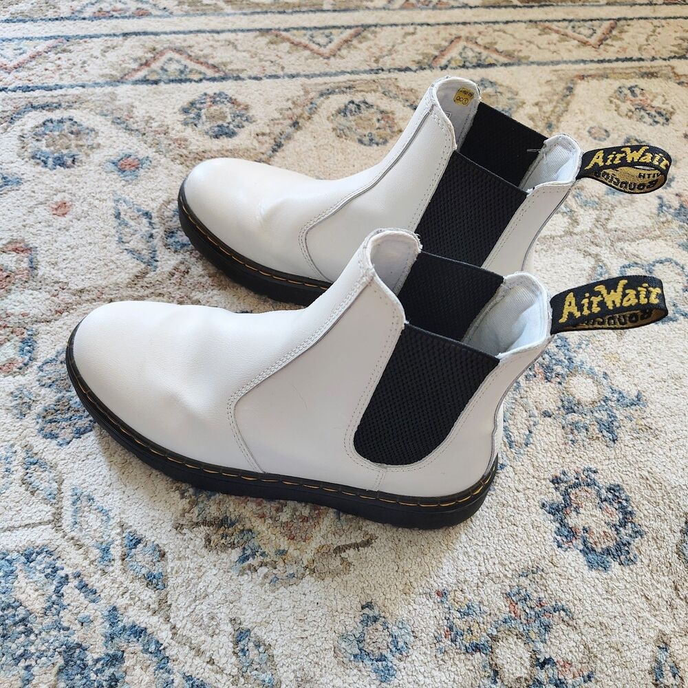 Dr Doc Martens White Leather Chelsea Boots Size 6 Whimsigoth Alt Grunge Ankle